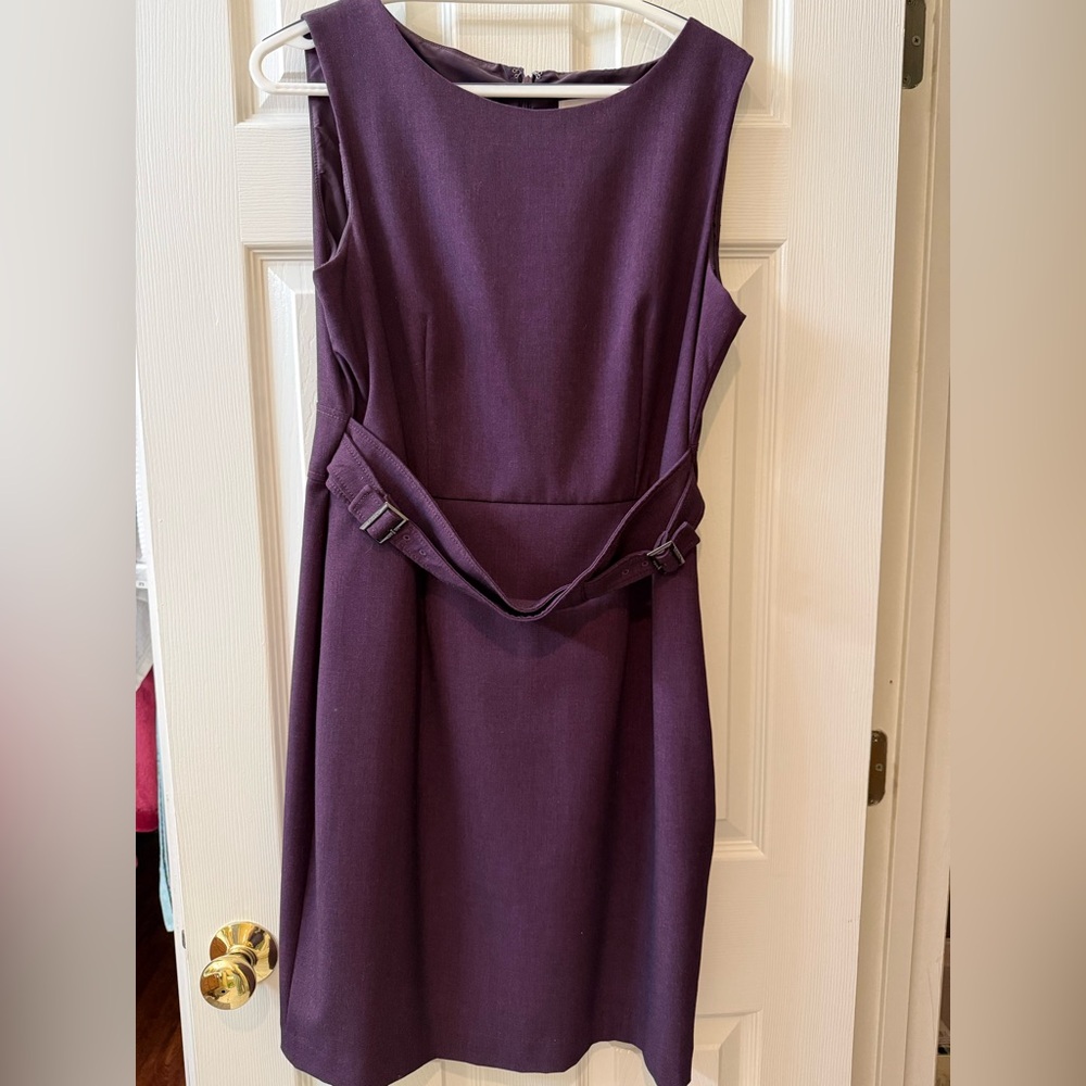 Calvin Klein Plum Sleeveless Sheath Dress with Waist Belt